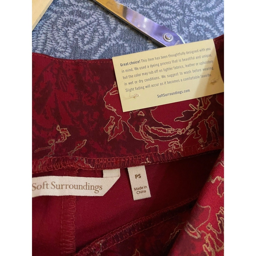 Soft‎ Surroundings PS Floral Thick Leggings Red Petite Small Pant - Picture 2 of 4